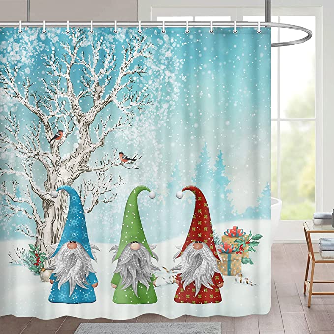 Snowy Forest Tree Shower Curtain