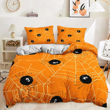 Load image into Gallery viewer, Orange Spider Halloween bed set
