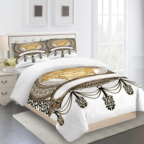 White and Gold Versace bed set