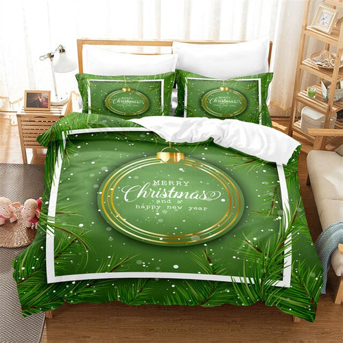 Green Merry Christmas bed set