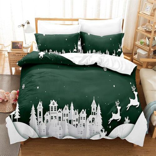 White Deer Christmas bed set