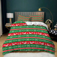 Load image into Gallery viewer, Red Green Plaid Patchwork Christmas bed set
