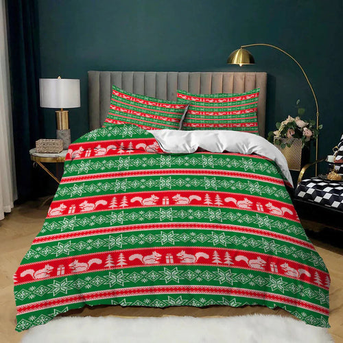 Red Green Plaid Patchwork Christmas bed set