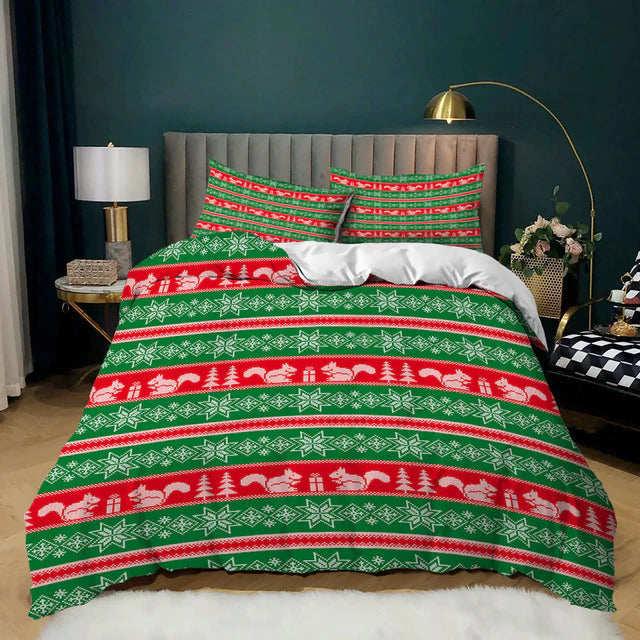 Red Green Plaid Patchwork Christmas bed set