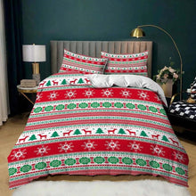 Load image into Gallery viewer, Red White Plaid Patchwork Christmas bed set
