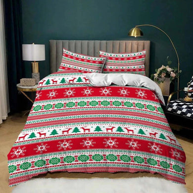 Red White Plaid Patchwork Christmas bed set
