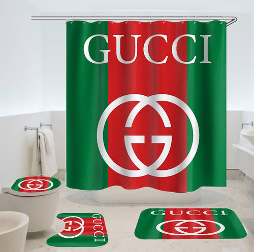 Gucci Bathroom Set Luxury Shower Curtain Bath Rug Mat Home Decor HT