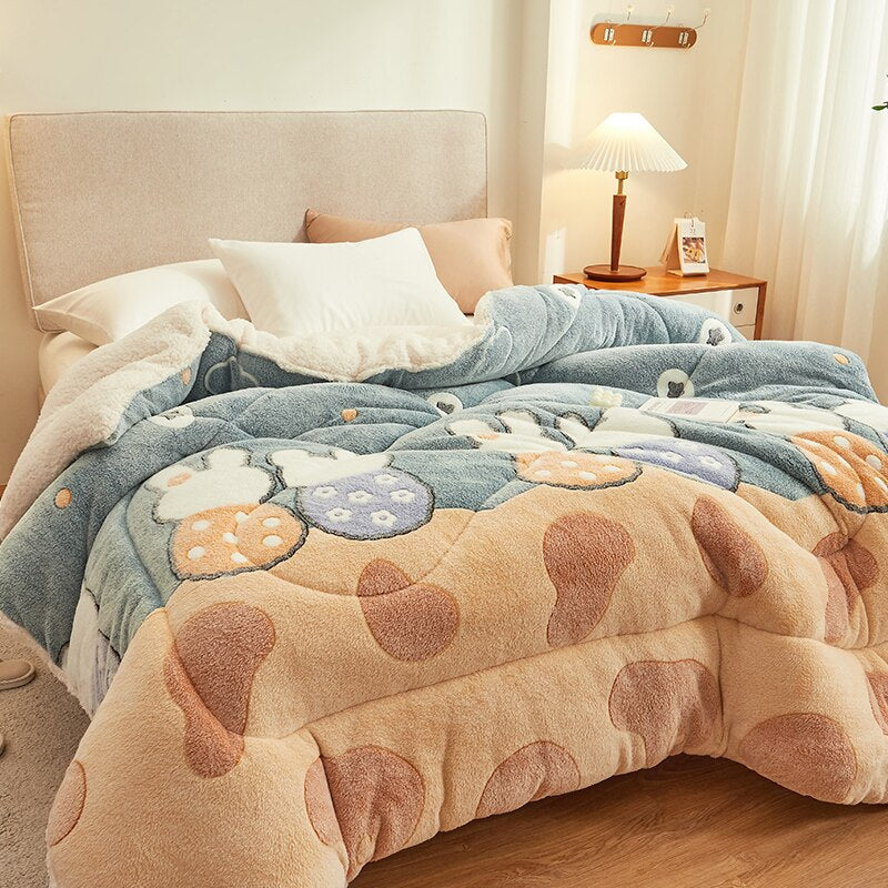 Berber Fleece Blanket Quilt Winter Thicken Thermal Coral Fleece Double-Layer Blanket Winter Dormitory Single Spring and Autumn