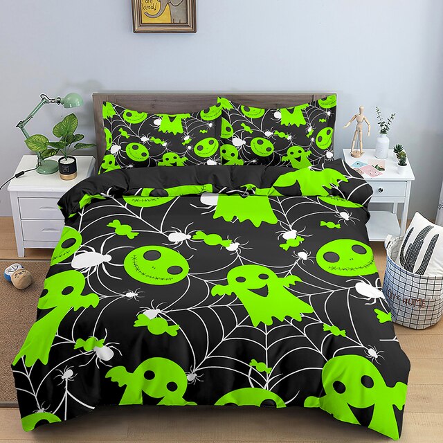 Green Ghost Halloween bed set