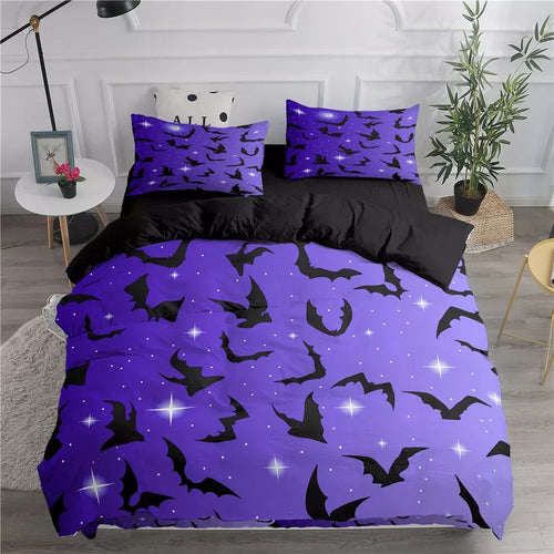 Purple Flying Vampire Halloween bed set