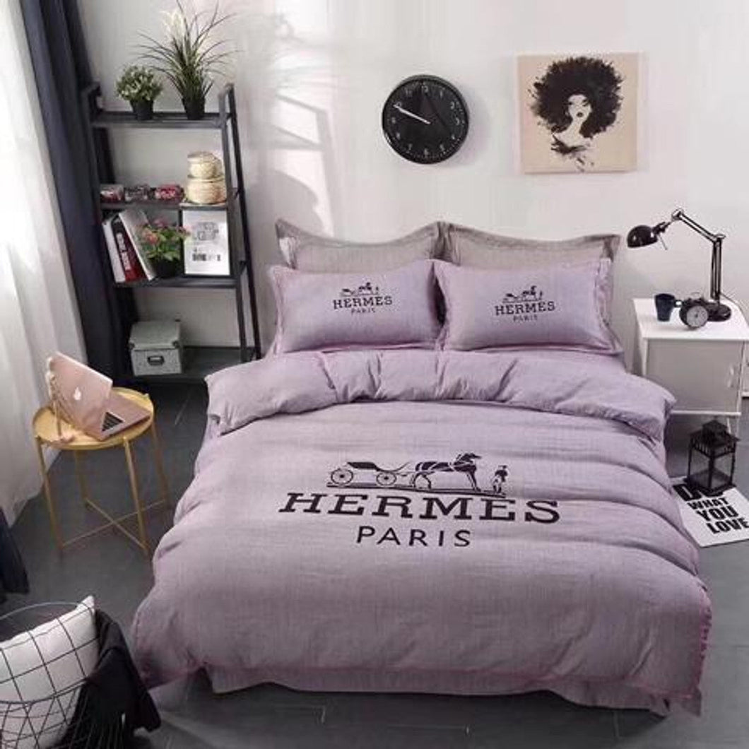 Purple Paris Hermes bed set