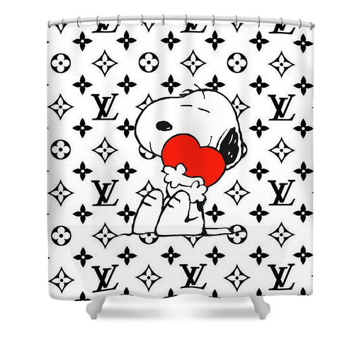 Louis Vuitton White LV Brown shower curtain bathroom set • Kybershop