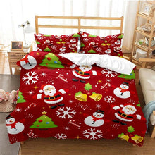 Load image into Gallery viewer, Snowman Merry Christmas bed set
