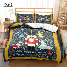 Load image into Gallery viewer, Nutcracker Cartoon Merry Christmas bed set
