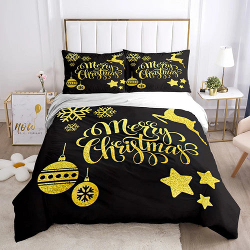 Gold Snow Christmas bed set
