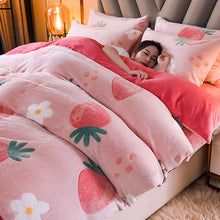 Load image into Gallery viewer, Winter Flannel Duvet Cover Avocado Print Soft Warm Coral Fleece Keep Warm Bed Quilt Covers Queen King size without Pillowcase
