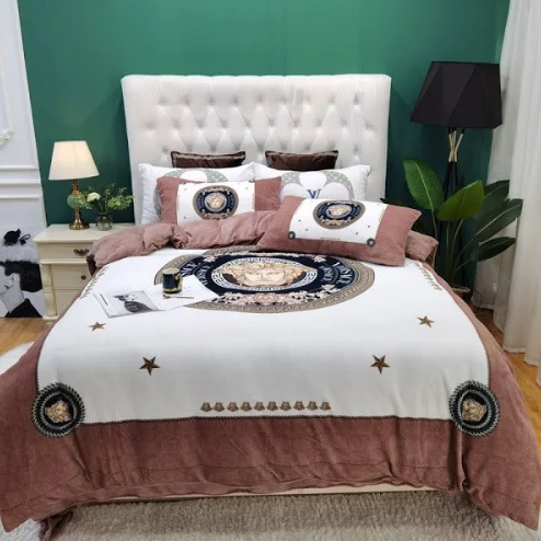 White and Brown Versace bed set