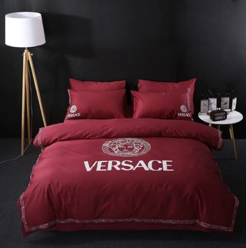 Maroon Versace bed set