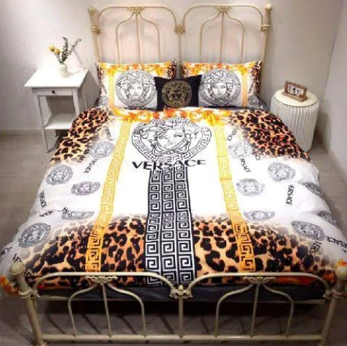 White And Leopard Versace bed set