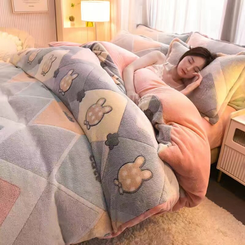 Winter Warm Short Plush Duvet Cover King Double Queen Size Double-side Plush Quilt Cover Not Including Pillowcase