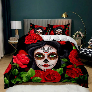 Queen Floral Halloween bed set