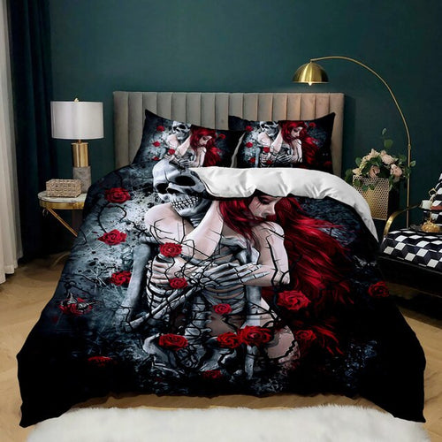 Skeleton Queen Halloween bed set