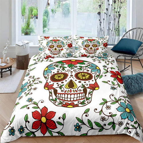 Skull Flora Halloween bed set