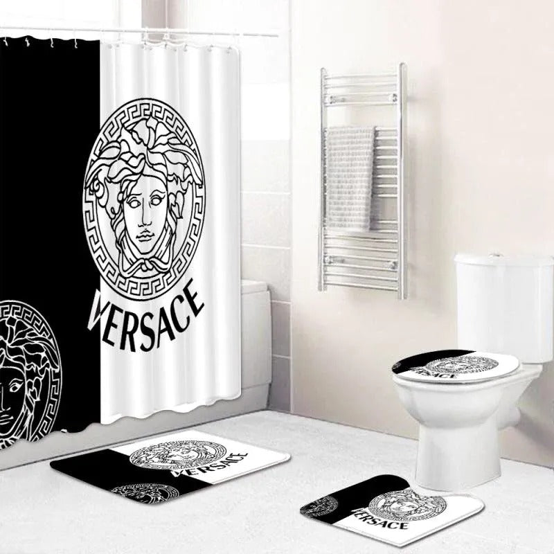 Versace Pattern in White Black Background Bathroom Accessories Set – MY ...
