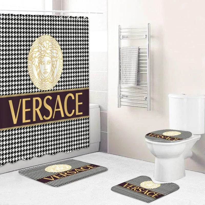 Versace Bathroom White Red Background Bathroom Accessories Set