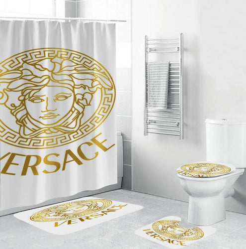 Big Golden Logo Versace Shower Curtain Set
