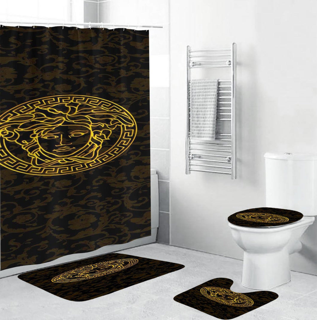 Golden Logo Versace Shower Curtain Set