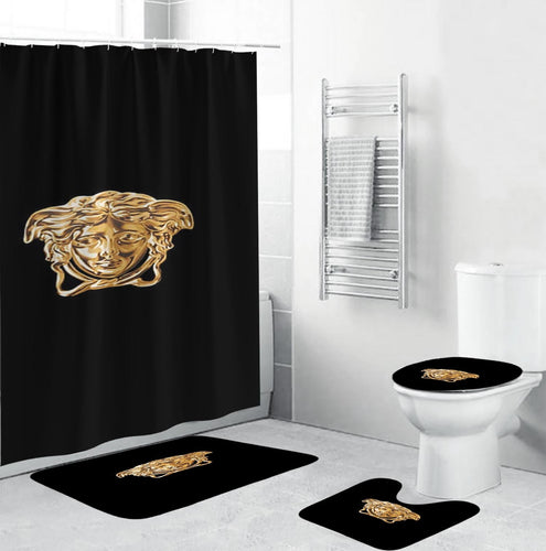 Golden Medusa Versace Shower Curtain Set