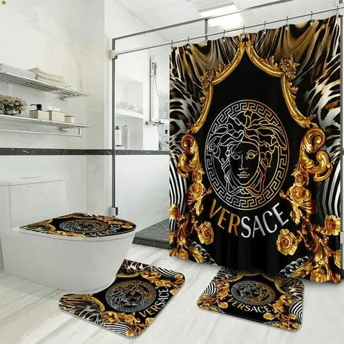 Versace Logo Leopard Black Bathroom Accessories Set