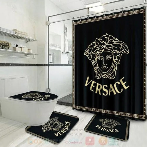 Versace Logo Black Bathroom Accessories Set