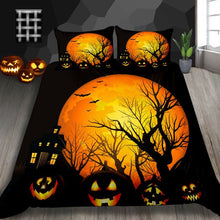 Load image into Gallery viewer, Pumpkin and Tree Halloween bed set
