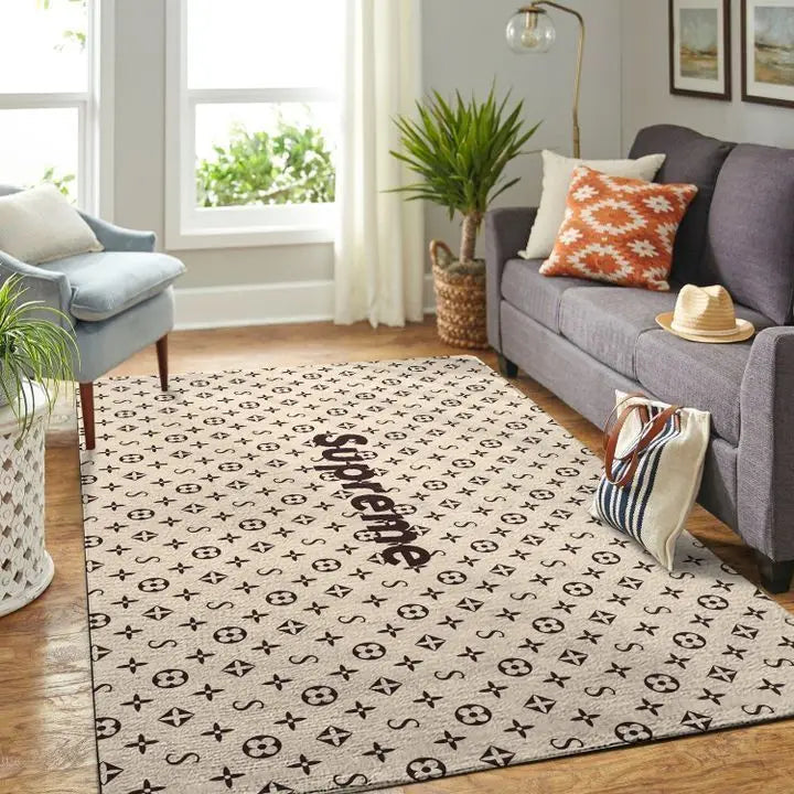 Louis Vuitton supreme beige living room carpet