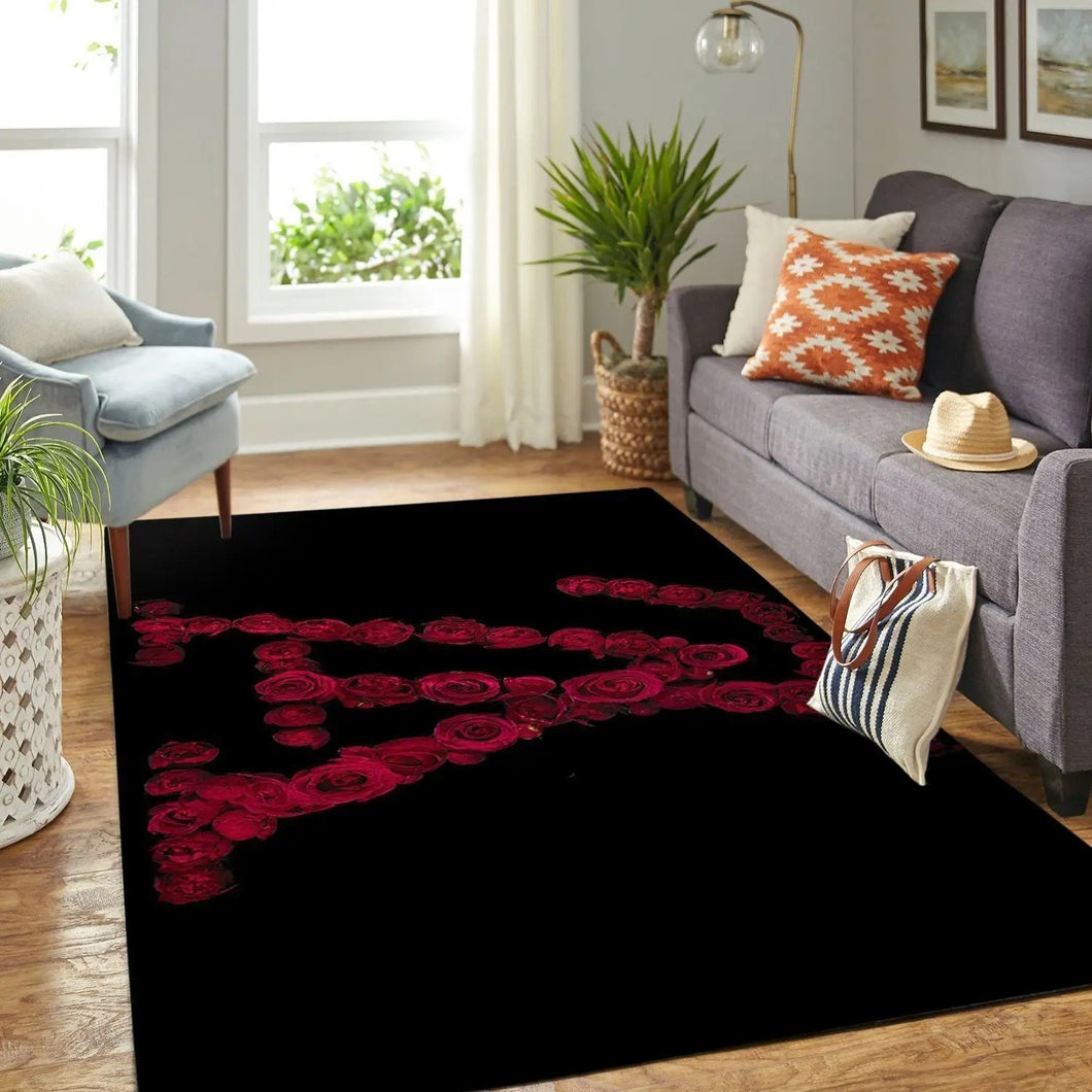 Louis Vuitton red flower living room carpet