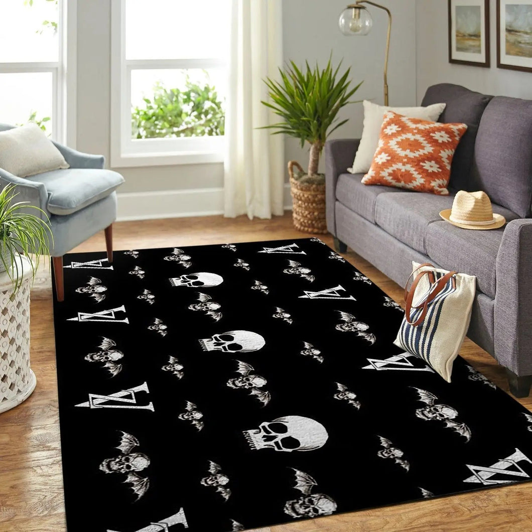Louis vuitton black skull luxury living room carpet