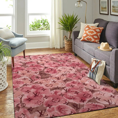 Louis Vuitton pink flower living room carpet
