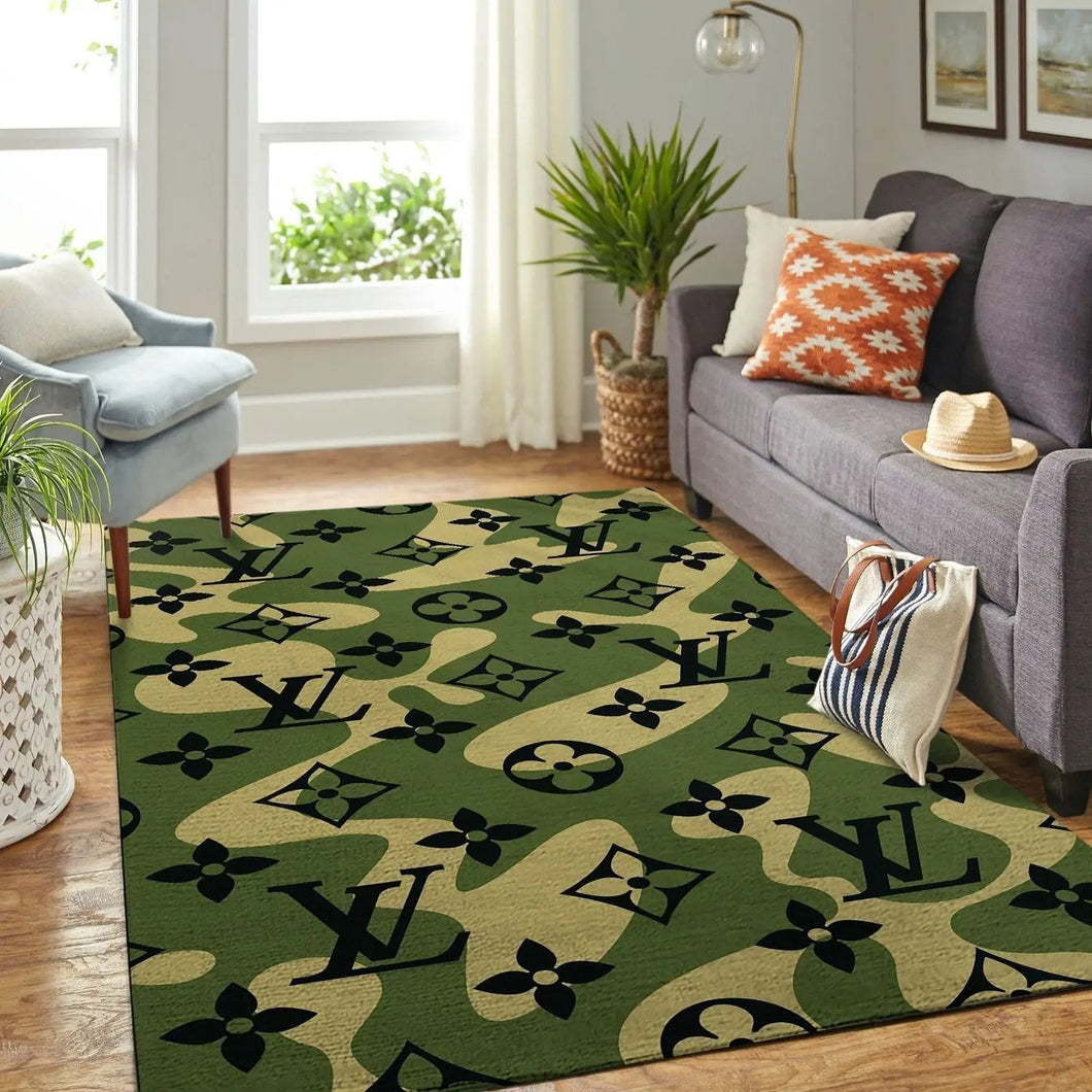 Louis Vuitton army green living room carpet