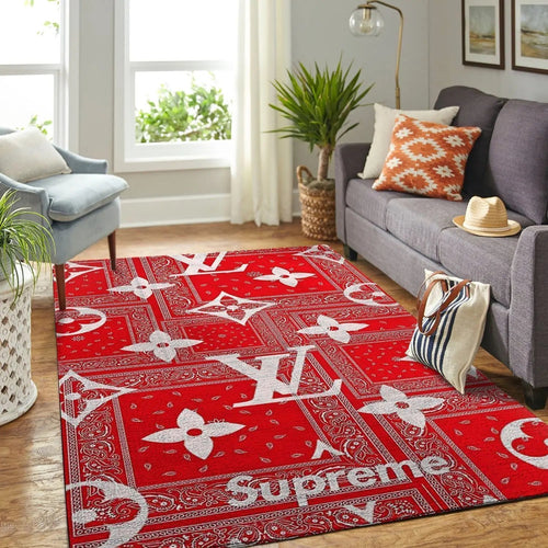 Louis Vuitton supreme red living room carpet