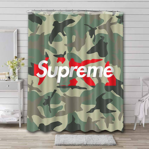 Louis Vuitton Supreme Red shower curtain bathroom set • Kybershop
