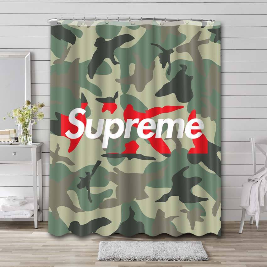 Green Camouflage Supreme Shower Curtain Set