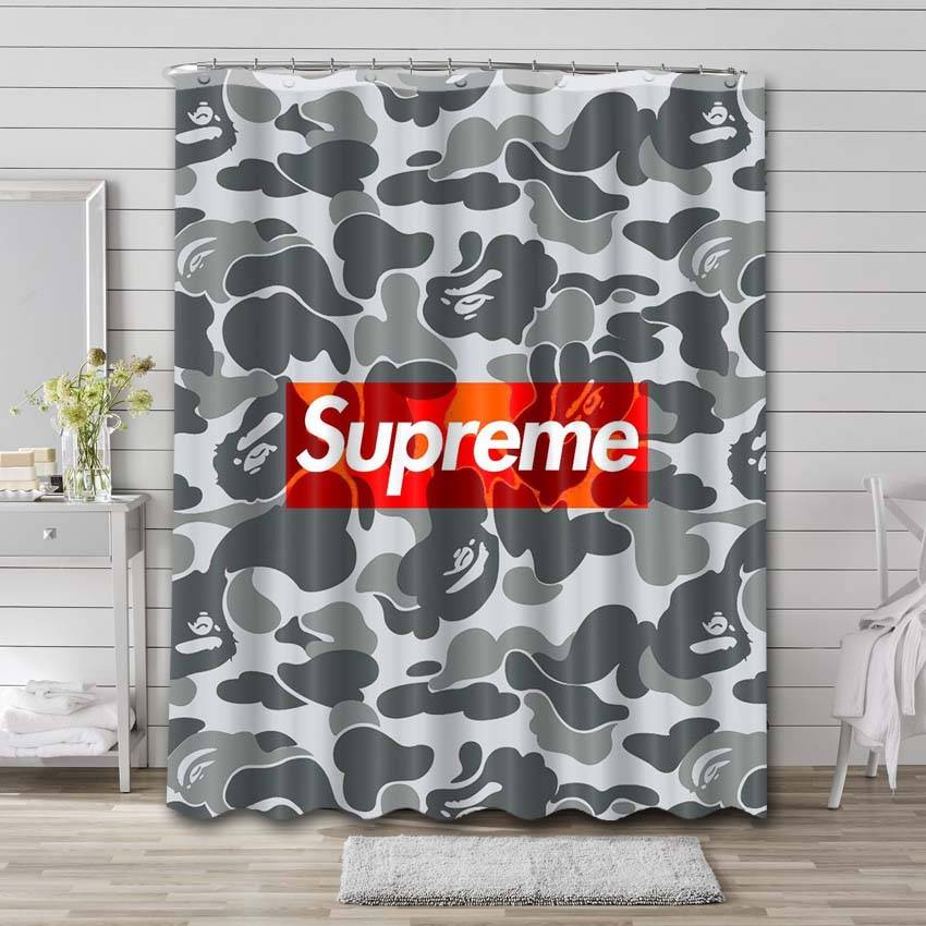 Bathing Ape Camo Supreme Shower Curtain Set
