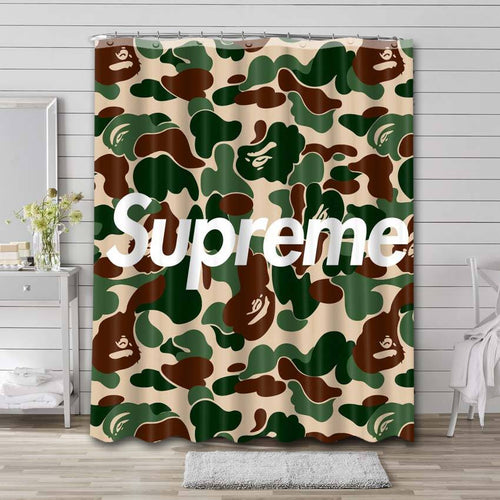 Louis Vuitton Supreme In Red Paisley Pattern Shower Curtain Set