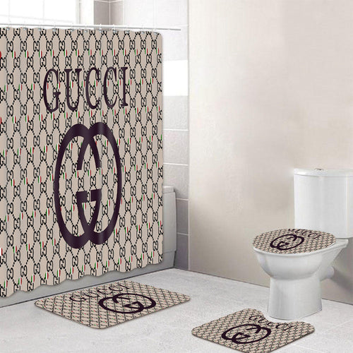 Gray and Black White Logo Gucci Shower Curtain – MY luxurious home