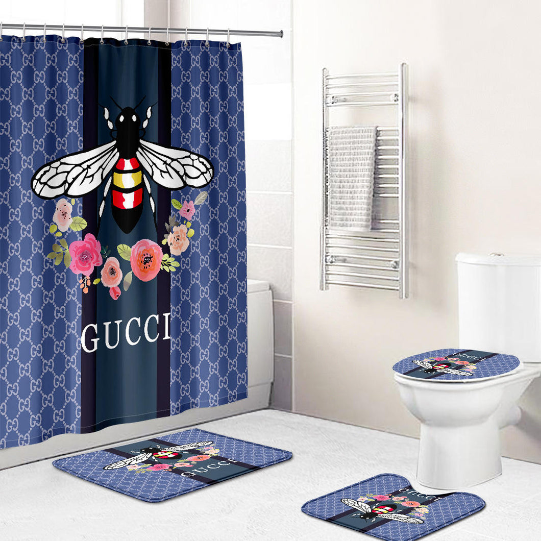 Flower Butterfly Gucci shower curtain bathroom set