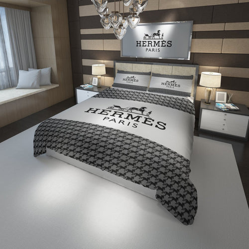 Luxury Gray Paris Hermes bed set