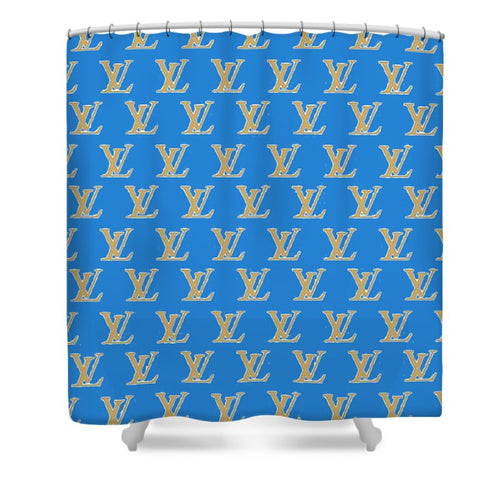 Louis Vuitton shower curtain Blue and Gold