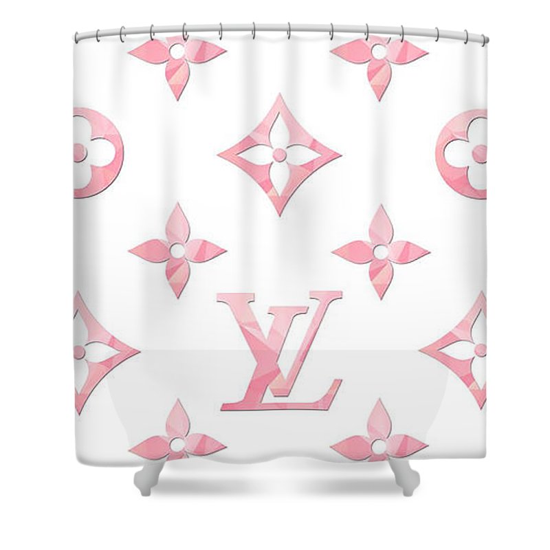 Louis Vuitton Pink Logo Shower Curtain